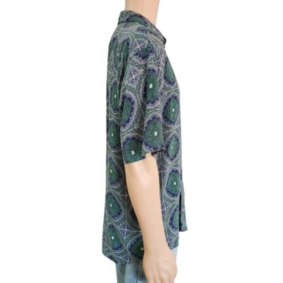 Vintage Cambridge Classics Shirt Geometric Short Sleeve Button Up Mens Medium - Picture 5 of 6